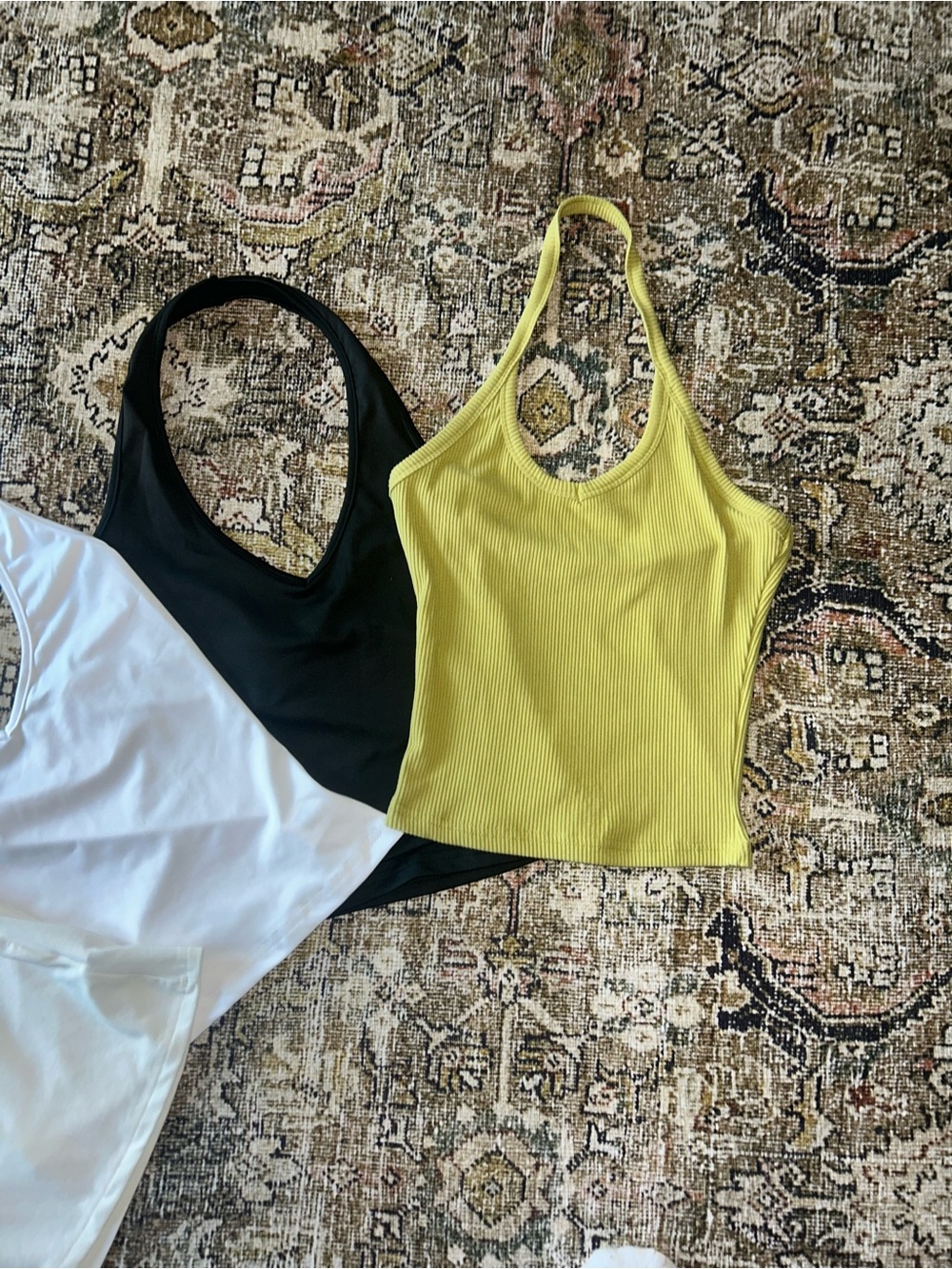Women’s Racerback Tank Top - White, Black, Lime - Picture 3 of 3